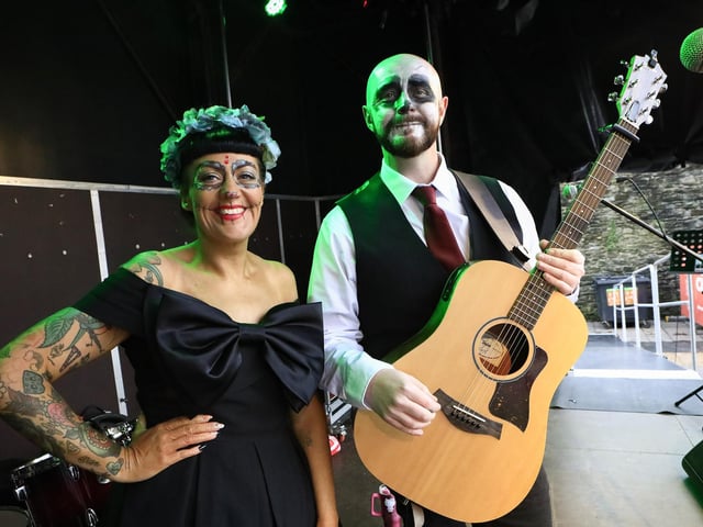 Violet Street group on stage in Guildhall Square on the 40th anniversary of the Halloween celebrations. (Photo - Tom Heaney, nwpresspics)