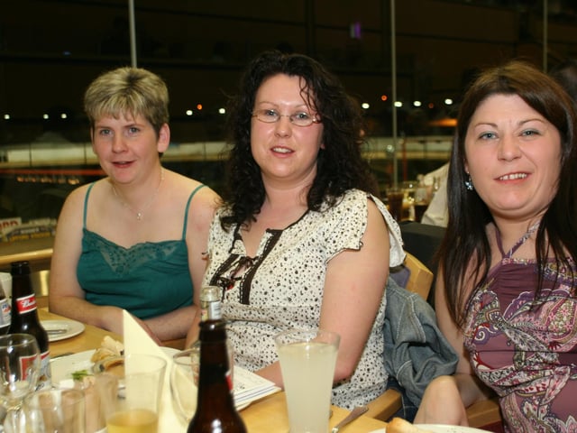 Enjoying a night out at the Lifford Stadium in March 2005.