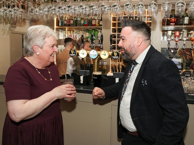 Encore Contemporary Choir 15th Anniversary dinner held in The Ebrington Hotel.
Alto Ann Newland and Tenor Brendy Kelly. both of whom joined Encore at the very first rehearsal, 15 years ago.
Mandatory Credit Lorcan Doherty : Encore 15th Birthday.