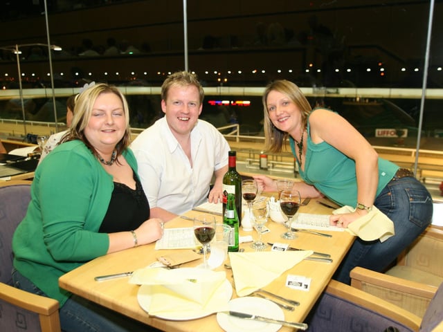 Enjoying a night out at the Lifford Stadium in March 2005.