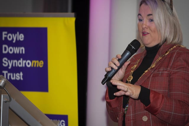 The Mayor of Derry City and Strabane District Council, Sandra Duffy addressing the attendance at Tuesday night’s FDST’s ‘Celebration of Achievement’ awards.