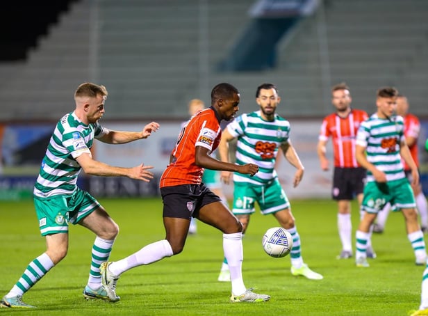 Derry City midfielder Sadou Diallo in action against Shamrock Rovers at the end of last season in Tallaght Stadium.