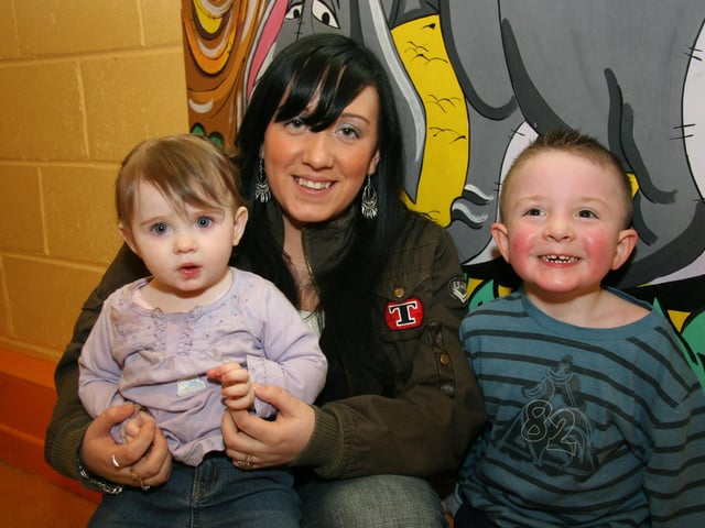 Tyler pictured with his mum Michelle and sister Ashlee-Don on the occasion of his 4th birthday at The Fun Factory 0016JML : Parties and celebrations April 2006: Tyler McMenamin.