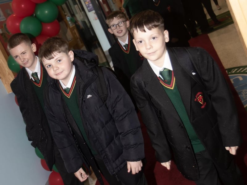Some of the new Year 8 intake make their way to the assembly hall at St. Joseph's on Friday morning.