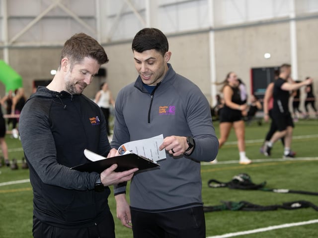 Officials getting the start times sorted for Sunday's Tri-Rox at Creggan.