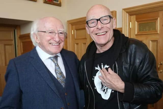 President Michael D. Higgins with Eamonn McCann in the Guildhall.
