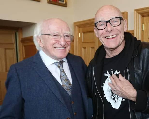 President Michael D. Higgins with Eamonn McCann in the Guildhall.