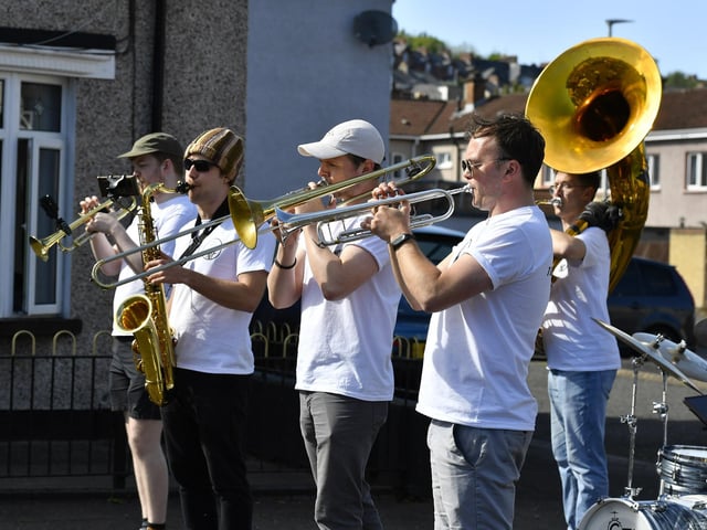 The Top Tier Brass Band playing in Meenan Square in the Bogside. Photo: George Sweeney