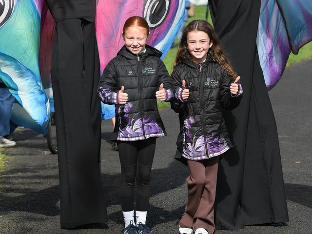 Two of the wonderfully colourful characters at Saturday's 'Waterside Shared Space Mini Festival held at Woodburn Urban Park. (Photos: Jim McCafferty Photography/Keith Moore) : .