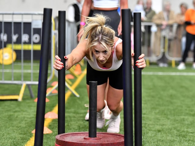 Competitor in the Maiden City Hyrox IV held at Sean Dolans GAC. Photograph: George Sweeney