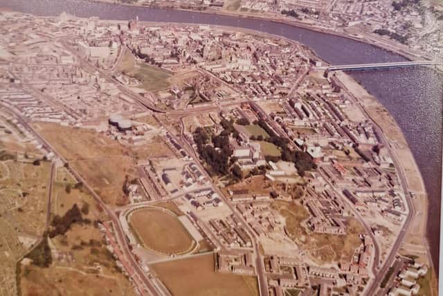 A aerial view of Celtic Park and the Brandywell in the mid-70s.