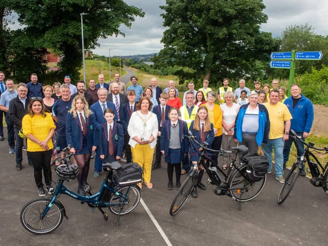Mayor Councillor Patricia Logue officially opened the new Strathfoyle greenway in 2023. 23.06.23. Picture Martin McKeown. 23.06.23
