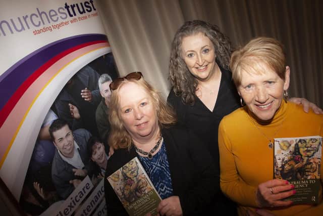 Pictured at Thursday evening’s Churches Trust event in the Bishop’s Gate Hotel are Marie O’Reilly, Mary Holmes, Community Relations Manager, Churches Trust and Bridget Curran. (Photos: Jim McCafferty Photography)
