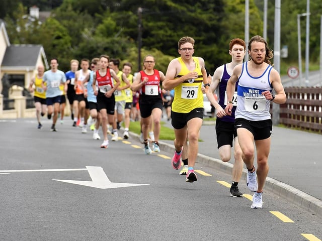 Competitors taking part in the Muff Feile 5km run on Saturday morning. Photo: George Sweeney