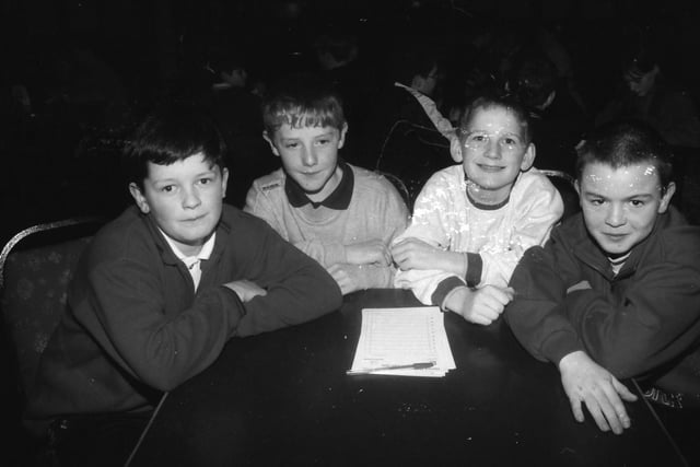 Pupils from Cloontagh NS, Clonmany, who took part in the Derry Journal National Schools Quiz. From left, Paul Doherty, Liam Hirrell, Shane McGonigle and Joseph Grant.
