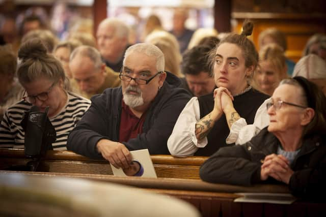 A section of the attendance at the Long Tower Church on Monday evening.