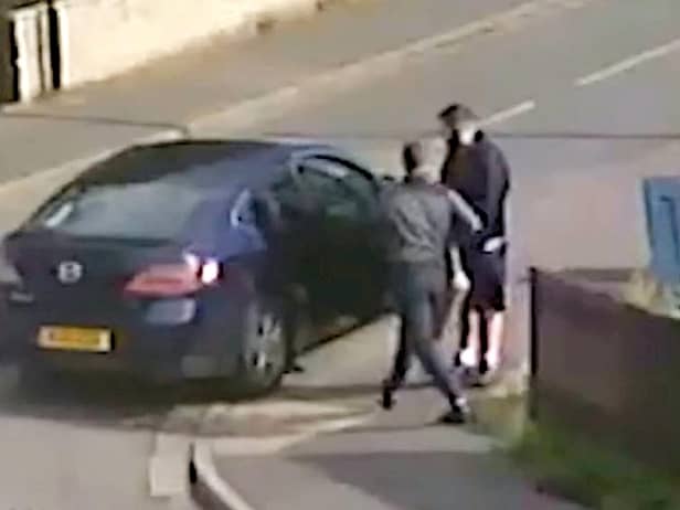 The footage showed the criminals quickly removing the valuable exhaust component