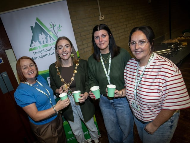 NMT AUTUMN PROGRAMME LAUNCH. . . .The Mayor of Derry City and Strabane District Council, Grace Ui Niallais pictured at Friday's Neighbourhood Management Team's 'Autumn Programme Launch' at Pilot's Row with Donna McCloskey, Manager, NMT, Seanin Wray and Rachel Mullan-Carlin, NMT staff. (Photos: Jim McCafferty Photography)