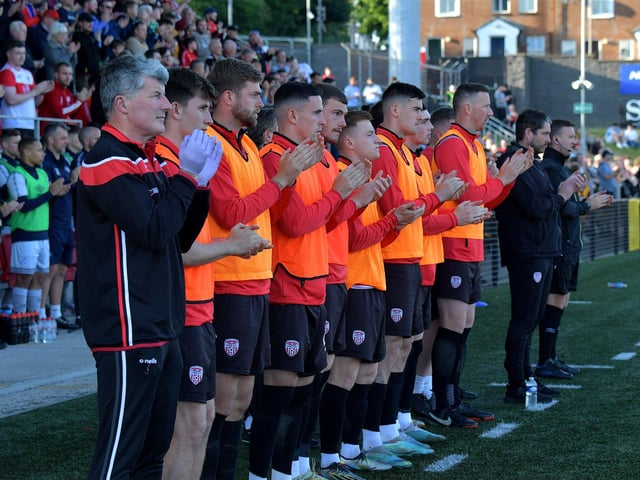 There was a one minute applause on Friday night, before the game in the Brandywell Stadium, for former Derry City steward Paul Doherty who died recently. Photo: George Sweeney. DER2321GS - 84