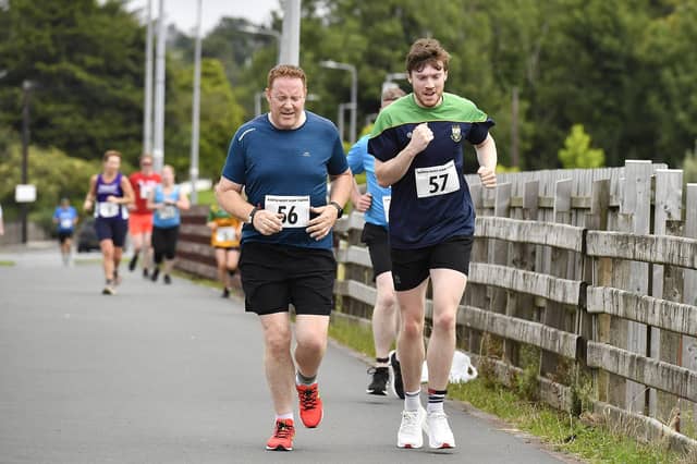 Competitors taking part in the Muff Feile 5km run on Saturday morning. Photo: George Sweeney