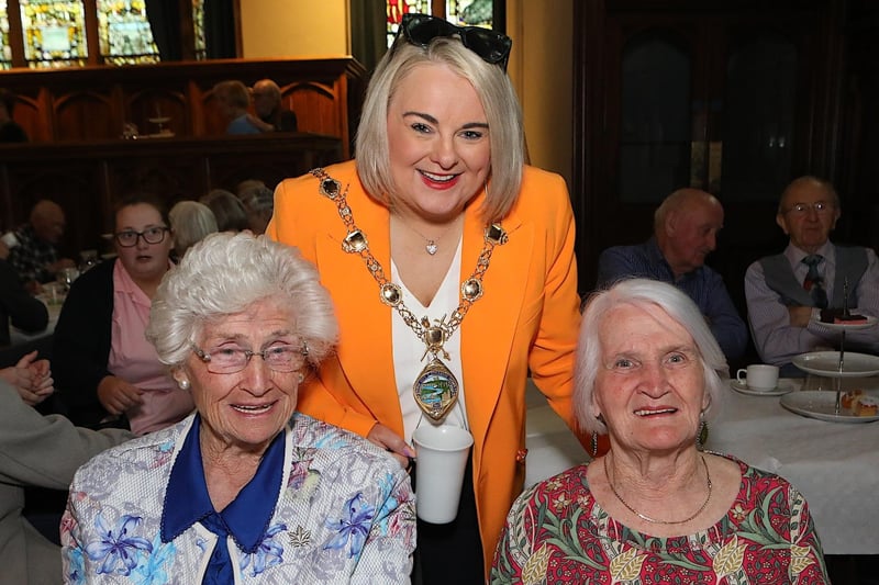 Mayor Sandra Duffy at the Tea Dance with sisters May and Rita. (Photo - Tom Heaney, nwpresspics)