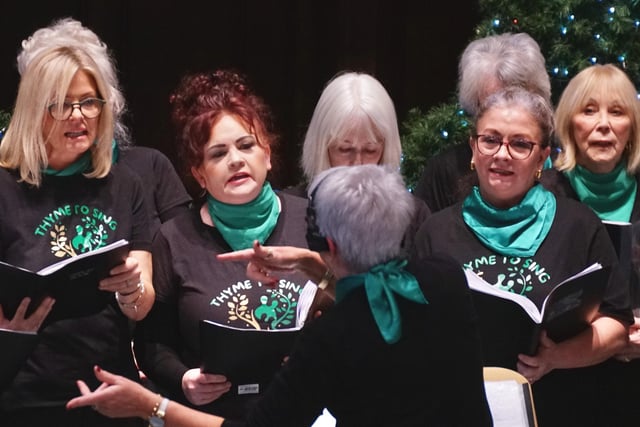 The Thyme to Sing choir performing in the Guildhall during the recent Christmas Craft Fair.