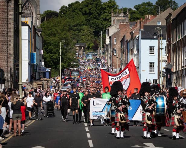 The 2024 Foyle Cup Parade makes its way down Great James Street. (Photos: Jim McCafferty Photography)