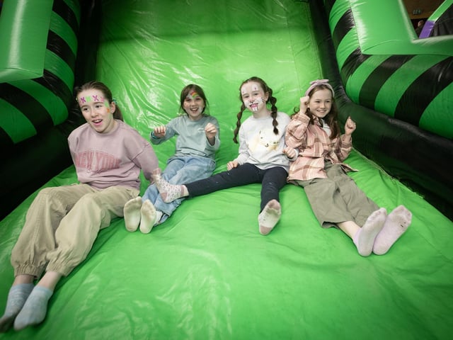 Fun and games for Ella, Rebecca, Grace and Clara at Saturday's Feile Springtime Shenanigans at Pilot's Row Centre. (Photos: Jim McCafferty Photography) : .
