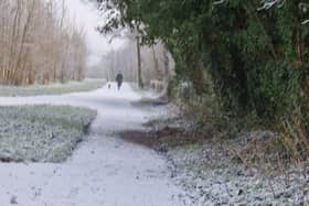 Derry in the snow.