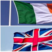 Flags of Ireland and the UK.