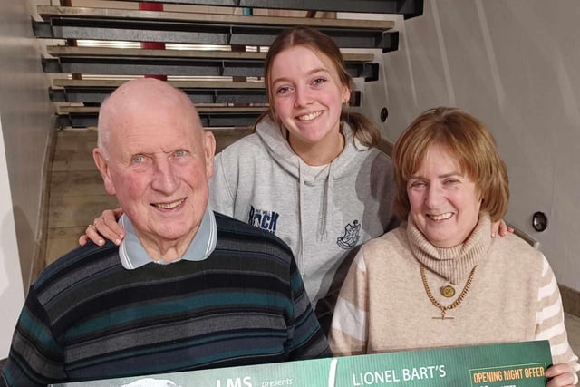 Three generations - Donald Hill with granddaughter Holly Deane and daughter Christine Deane. CREDIT LMS