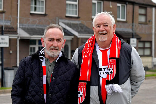 Fans arrive at the Brandywell for the Derry City versus Shamrock Rovers game on Monday evening.  Photo: George Sweeney.  DER2318GS – 18