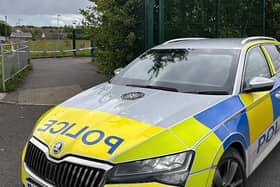 A police car at the scene.