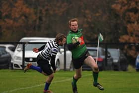 PROLIFIC: City of Derry’s David Lapsley continued his excellent recent form with two tries against Portadown on Saturday. Photo: George Sweeney