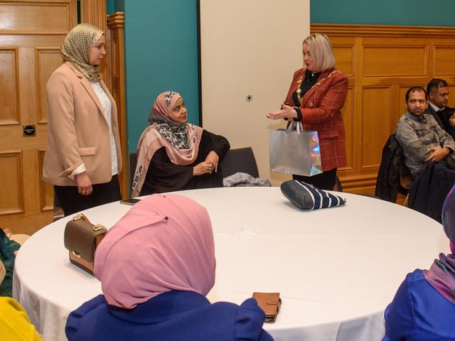 The Mayor, Councillor Sandra Duffy hosted a reception for members of the North West Islamic Association in the Guildhall. Picture Martin McKeown. 10.11.22