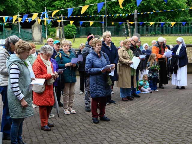 Churchgoers taking part in the Rosary in Irish at the Calvary in the grounds of St. Columba’s Church, Long Tower as part of St Columba’s Day celebrations. (Photo - Tom Heaney, nwpresspics)