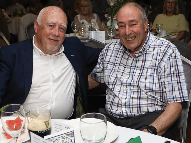 Former Republican prisioner, now author, Danny Morrison, guest speaker at the Derry Volunteers Commemoration Evening held in the Maldron Hotel, pictured with Sinn Fein's Mitchel McLaughlin. (Photo - Tom Heaney, nwpresspics)