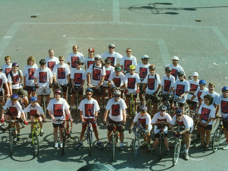 A group setting off on a cycle to raise funds for Lupus support.