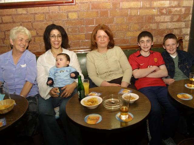 Anna Brogan, Nina and baby Aaron Dahou, Ann McCloskey, Ciaran McCloskey and Sean McBay.