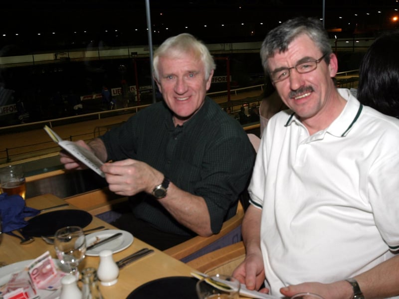 Studying the form at The Lifford dog track are, Mickie Shuss and Tommy Shuss 0030/JML : .