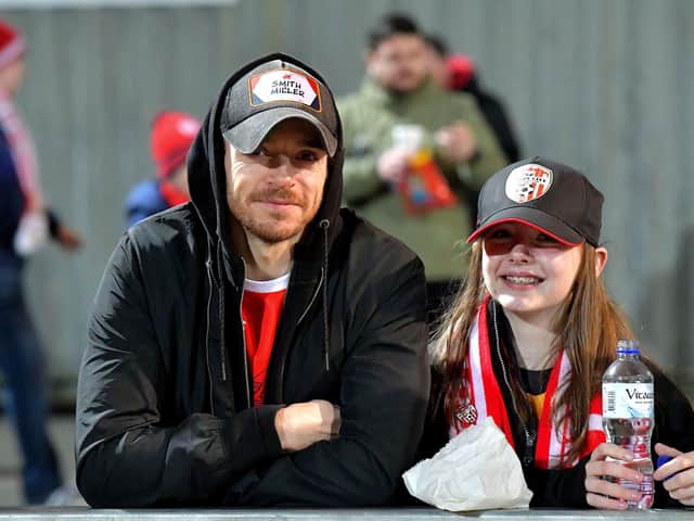 Derry City fans at the Brandywell Stadium, on Friday evening, for Derry City’s game against Cork City. Photo: George Sweeney. DER2308GS – 137