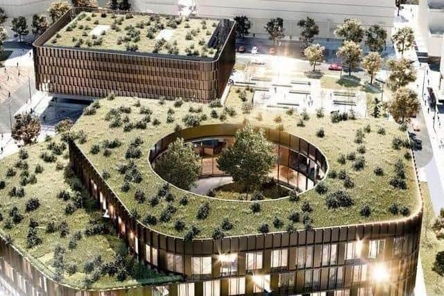 Early artist impressions of the proposed Cityside Health and Care Centre at Fort George.