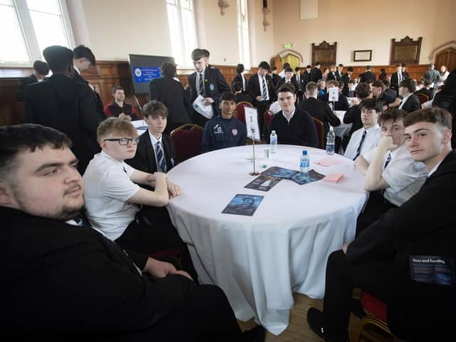 Year 13 students from St. Columb's College taking part in the round table careers event on Friday.