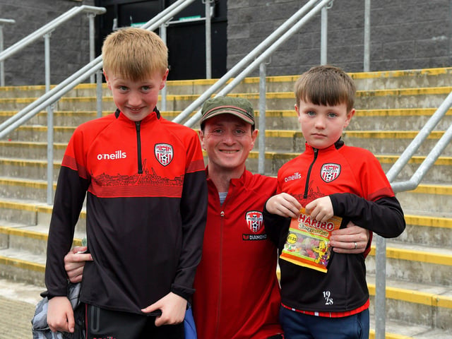 Fans in the Brandywell for Derry City’s game against UCD on Friday evening last. Photo: George Sweeney. DER2320GS – 106