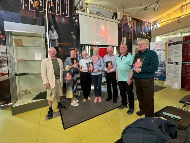 Members of the Whitters family including Paul's mother Helen with Maeve McLaughlin of the Bloody Sunday Trust.