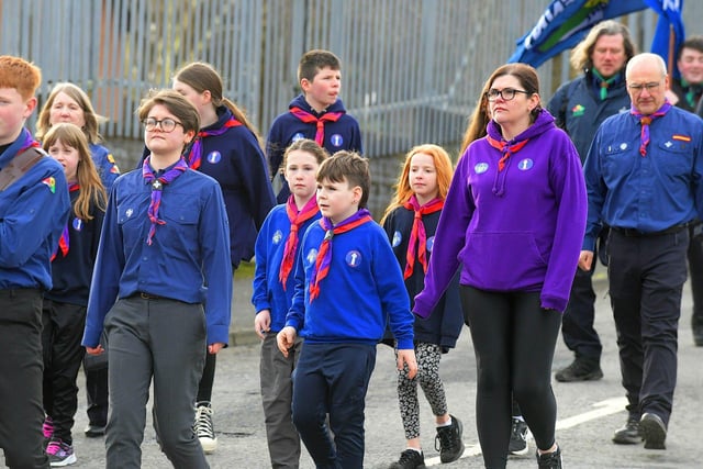 Scouts from Carndonagh took part the Annual Errigal Scout County Founders Day Parade, in Derry, on Sunday afternoon last. Photo: George Sweeney