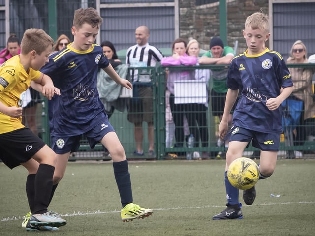 Action from Wednesday's u-10 Foyle Cup Mini Soccer game between Limavady Youth Colts and Sion Swifts in the O'Neills Foyle Cup at Leafair Park, Derry. (Photos: Jim McCafferty Photography)