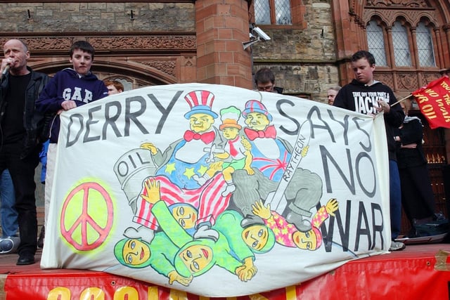 The people of Derry took to the streets in March 2003 to protest against the war in Iraq.