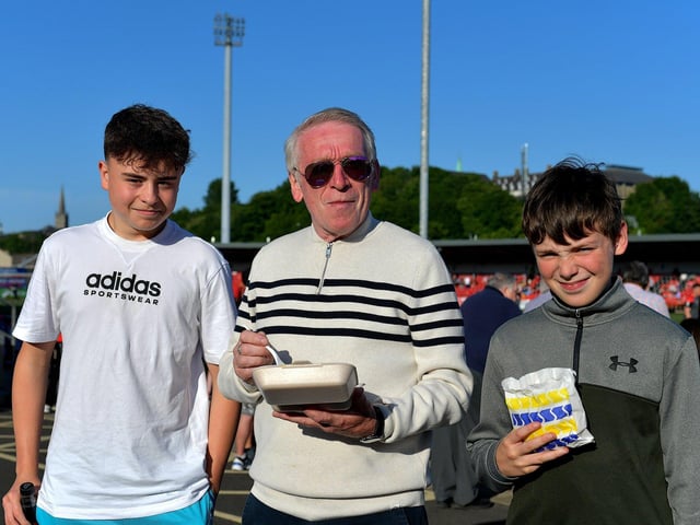Derry City fans at the game against Shelbourne in the Ryan McBride Brandywell Stadium. Photo: George Sweeney. DER2321GS - 65