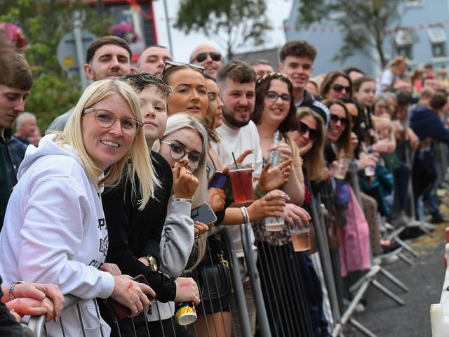 Spectators at the Soap Box Derby run in Carndonagh on Saturday afternoon. Photo: George Sweeney